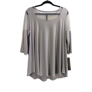 IC collection by Connie K 3/4 Sleeve A-Line Semi-Sheer Neckline & Shoulder Tunic